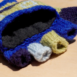 純粋なウール毛糸の手袋暖かい手袋/ 2ways手袋/足手袋/手袋/ニット手袋毛 - 青い空と緑 2枚目の画像
