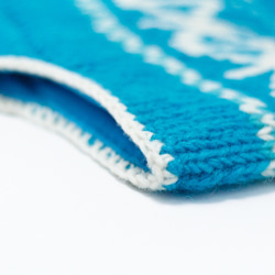 ピュアウール手編みのウールの帽子キャップ/フライトキャップ/編みキャップ/ハンドメイドキャップ/ウールキャップ - ブルースカイ 7枚目の画像