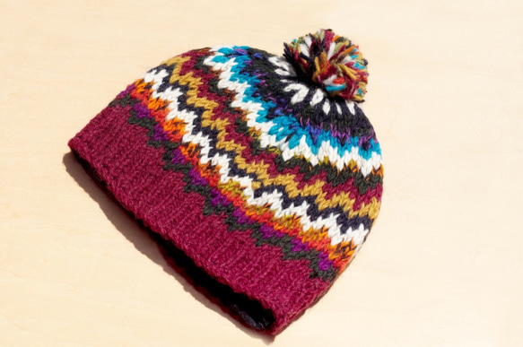 wool hat手織純羊毛帽 / 針織毛帽 / 內刷毛手織毛帽 / 毛線帽 (made in nepal) - 混色漸層 第2張的照片