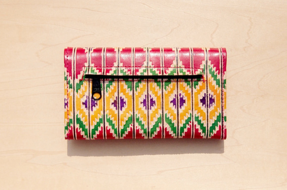 手作りのヤギの財布/手描きのスタイルの革の財布/ bohoの長財布 - 赤の民族のトーテムシャンティのレザー財布 6枚目の画像