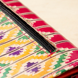 手作りのヤギの財布/手描きのスタイルの革の財布/ bohoの長財布 - 赤の民族のトーテムシャンティのレザー財布 9枚目の画像
