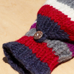 手織純羊毛針織手套 / 可拆卸手套 / 內刷毛手套 / 保暖手套(made in nepal) - 葡萄香檳 北歐費爾島 第3張的照片