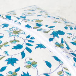 ハンド木版画枕カバー/綿枕カバー/枕カバー印刷/ハンドプリント枕カバー - 青い花のつる 8枚目の画像