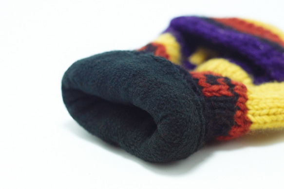 手織純羊毛針織手套 / 可拆卸手套 / 內刷毛手套 / 保暖手套(made in nepal) - 玩色幾何圖民族風 第9張的照片