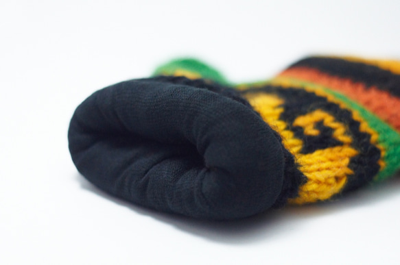 限量一件手織純羊毛針織手套 / 可拆卸手套 / 鉤針手套 / 保暖手套 - 熱帶民族圖騰 wool gloves 第5張的照片