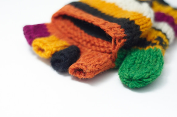 限定版の手織りの純粋なウールのニット手袋/取り外し可能な手袋/かぎ針編み手袋/暖かい手袋 - 熱帯国家のトーテムウールの手袋 7枚目の画像