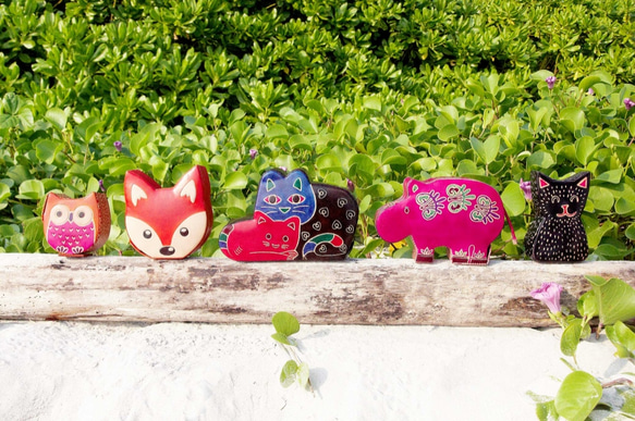 手作りスエード財布/手塗りのスタイルの革財布 - 森の風の猫（トライカラーピック）シャンティ革の猫 7枚目の画像