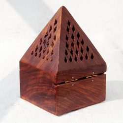 木製の手工芸品限定手作り木製香炉/木製キャンドルホルダー/中空香炉-エジプトのピラミッドフェアトレード 4枚目の画像