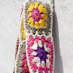 手作り限定版の手編みのサイドバックパック/ショルダーバッグ/トートバッグ/斜めバックパック - 北欧色のカラフルな花の森 4枚目の画像