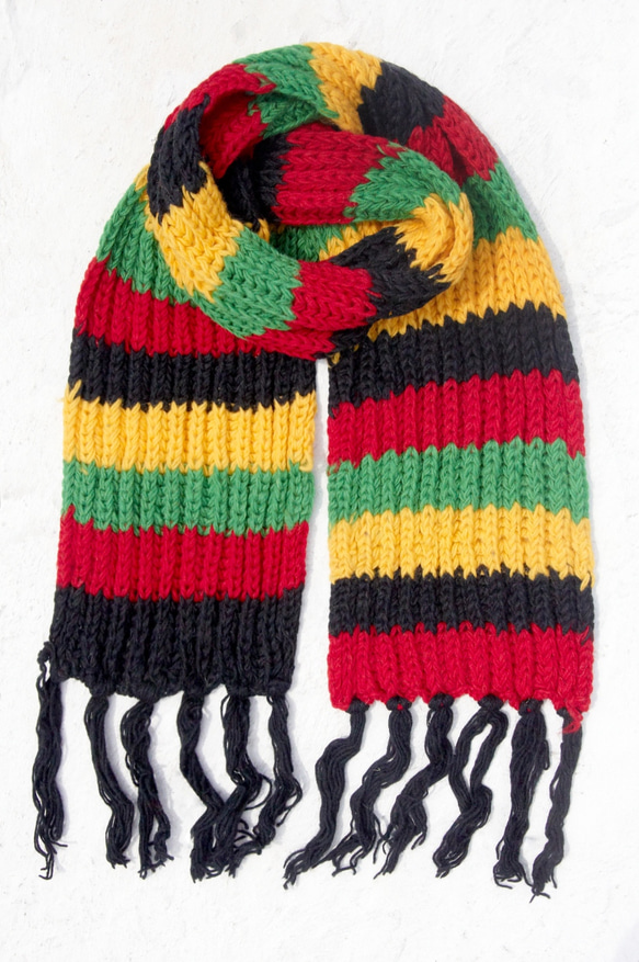 手織純羊毛圍巾 / 針織圍巾 / 手織條紋圍巾 (made in nepal) - 熱帶森林民族風 wool scarf 第1張的照片
