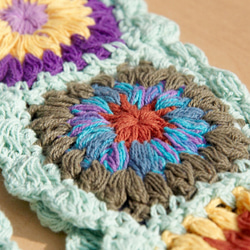 手織りコットンヘアバンド/編組カラフルなヘアバンド - ティファニーグリーンラインカラフルなかぎ針編みの花（ランダム発送）綿 3枚目の画像