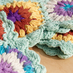 手工棉線編織髮帶 / 編織繽紛髮帶 - tiffany綠色系鉤織繽紛花朵 ( 隨機出貨 ) cotton 第5張的照片