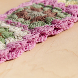 手工棉線編織髮帶 / 編織繽紛髮帶 - 粉紅色系鉤織繽紛花朵 ( 每色手工限量一件 )cotton headband 第7張的照片