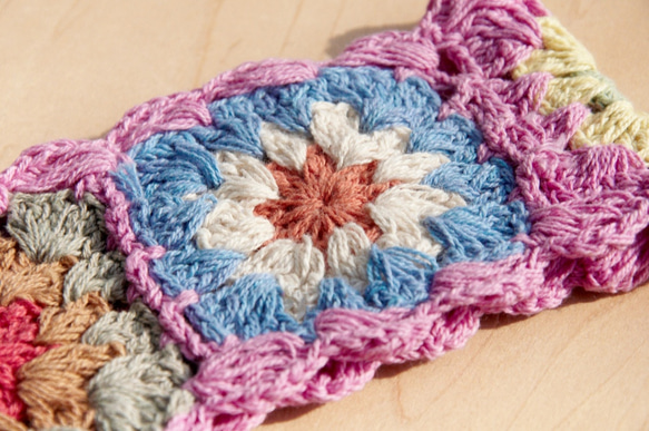 手工棉線編織髮帶 / 編織繽紛髮帶 - 粉紅色系鉤織繽紛花朵 ( 每色手工限量一件 )cotton headband 第8張的照片