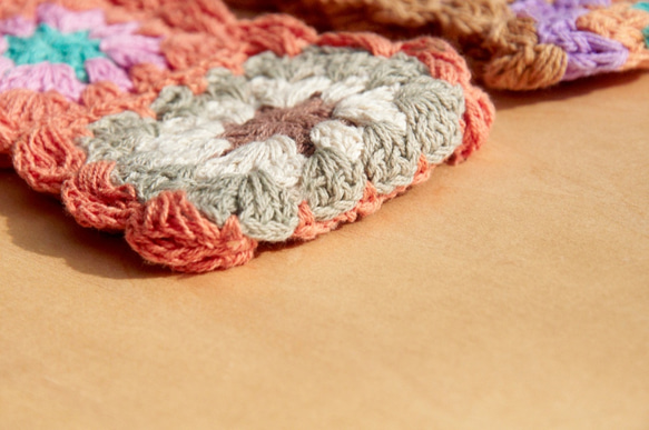 手工棉線編織髮帶 / 編織繽紛髮帶 - 自然色系鉤織繽紛花朵 ( 每色手工限量一件 ) headband 第4張的照片