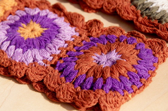 手工棉線編織髮帶 / 編織繽紛髮帶 - 淡咖啡色森林系 鉤織繽紛花朵 ( 隨機出貨 ) flower headband 第5張的照片