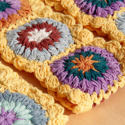 手作りの綿織りヘッドバンド/カラフルな織りヘッドバンド-明るい黄色の森のかぎ針編みのカラフルな花（ランダム配送） 1枚目の画像