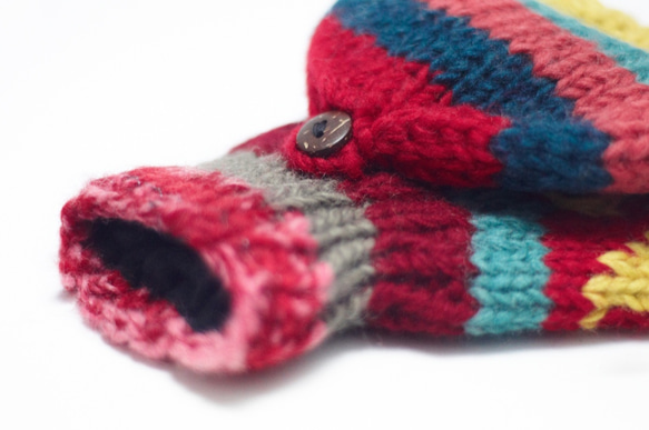 冬のアクセサリー限定版手織りの純粋なウールニット手袋/取り外し可能な手袋 - フェアアイルトーテムウールの手袋 6枚目の画像