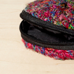 限量一件 手工鉤針編織圓形零錢包 / 收納包 / 化妝包 / 雜物包 - 紫色棉麻 + 手捻紗麗線 woven bag 第5張的照片