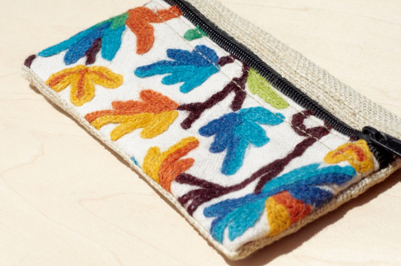 林業手織り刺繍財布/財布/鉛筆の学科 - 色の花のつるの刺繍財布（左下、右/ボトムを左） 6枚目の画像