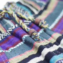 綿のステッチの綿ニットパンツ - 青紫色の国家トーテムトーン（リミット1）エスニックショートパンツ 5枚目の画像