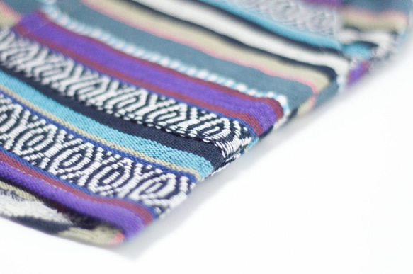 綿のステッチの綿ニットパンツ - 青紫色の国家トーテムトーン（リミット1）エスニックショートパンツ 9枚目の画像