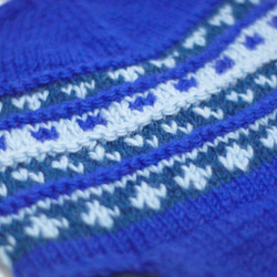 手工針織純羊毛帽 / 手工內刷毛毛帽 / 針織毛帽 / 飛行毛帽 / 毛線帽 - 藍色條紋圖騰 ( 手工限量一件 ) 第1張的照片