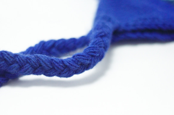 手工針織純羊毛帽 / 手工內刷毛毛帽 / 針織毛帽 / 飛行毛帽 / 毛線帽 - 藍色條紋圖騰 ( 手工限量一件 ) 第5張的照片