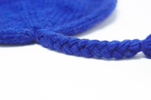 手工針織純羊毛帽 / 手工內刷毛毛帽 / 針織毛帽 / 飛行毛帽 / 毛線帽 - 藍色條紋圖騰 ( 手工限量一件 ) 第7張的照片