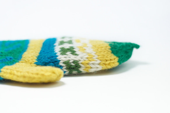 限定版手編みの純粋な羊毛ニット手袋/取り外し可能な手袋/手袋/温かい手袋 - 新鮮な草原のトーテムウール手袋 5枚目の画像
