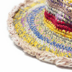 ライン手織りコットンキャップ/手織りニット帽/かぎ針編み帽子/帽子/ハット - ブレンドレース（リミット1）麻の帽子 2枚目の画像