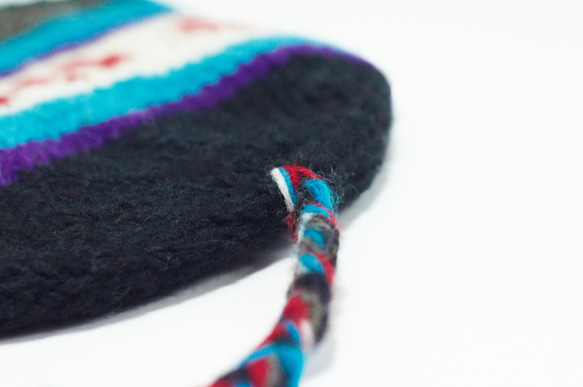 手工針織純羊毛帽 / 手工內刷毛毛帽 / 針織毛帽 / 飛行毛帽 / 毛線帽  - 對比藍紫色 ( 僅一件 ) 第9張的照片