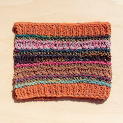 手工棉線編織髮帶 / 編織繽紛髮帶 髮飾 - 橘色條紋圖案 ( 手工限量一件 )cotton headband 第2張的照片