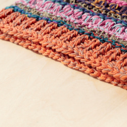 手織り綿のヘアバンド/リボン組紐カラフルなヘアアクセサリー - オレンジ色のストライプパターン（マニュアル限定）コットンカチュー 5枚目の画像