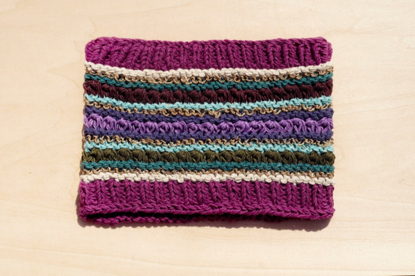手工棉線編織髮帶 / 編織繽紛髮帶 髮飾 - 紫色條紋圖案 ( 手工限量一件 )cotton headband 第2張的照片