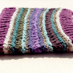 手工棉線編織髮帶 / 編織繽紛髮帶 髮飾 - 紫色條紋圖案 ( 手工限量一件 )cotton headband 第5張的照片