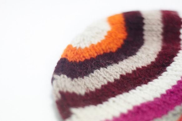新年禮物 手工編織羊毛帽 / 針織毛帽 / 毛線帽 (made in nepal) - 漸層條紋 wool hat 第3張的照片