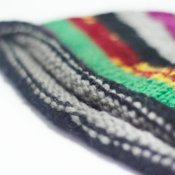 手工編織純羊毛帽 / 針織毛帽 / 手織毛帽 / 毛線帽 (made in nepal) - 熱帶色調混色條紋 第2張的照片