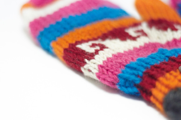情人節禮物 限量一件手織純羊毛針織手套 / 可拆卸手套 / 保暖手套 - 繽紛聖誕氣息 wool gloves 第3張的照片
