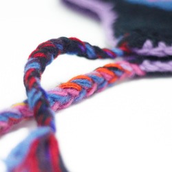 情人節禮物手工編織純羊毛帽/飛行毛帽 / 毛線帽 - 桃紫色系圖騰 ( 僅一件 ) wool hat 第4張的照片