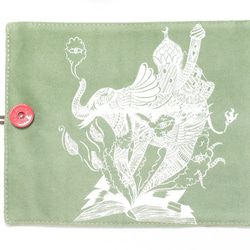 手感捲軸/春捲筆袋 - 筆的綠色房子 ( 印度大象 ) canvas pencase 第3張的照片