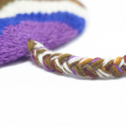 手織りの純粋なウールの帽子/手作り剛毛キャップ/編み帽子/ウールキャップ/飛行帽 - 青紫色のストライプ（手作り限定版） 5枚目の画像