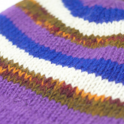 手工編織純羊毛帽 / 手工內刷毛毛帽 / 針織毛帽 / 毛線帽 / 飛行毛帽 - 藍紫色條紋 ( 手工限量一件 ) 第8張的照片