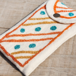 手刺繍の手のiphoneの携帯電話のセット/トラベルカードスリーブ/ショルダーバッグ/バッグ/バッグ - 色の雨（少し緑+オレン 1枚目の画像