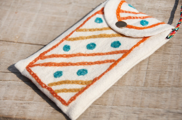 手刺繍の手のiphoneの携帯電話のセット/トラベルカードスリーブ/ショルダーバッグ/バッグ/バッグ - 色の雨（少し緑+オレン 1枚目の画像