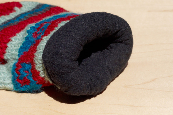 限量一件手織純羊毛針織手套 / 可拆卸手套 / 內刷毛手套 / 保暖手套(made in nepal) - 鮮豔對比 第3張的照片