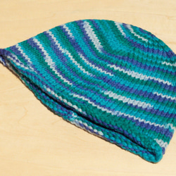 限量一件 手織純羊毛帽 / 針織毛帽 / 手織毛帽 / 毛線帽 (made in nepal) - 漸層藍綠色天空 第4張的照片