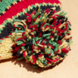 熱帯ジャングルの国 - 手作り限定版の純粋なウールの帽子/ニットキャップ/手織りキャップ/（ネパール製）ウールキャップ毛手織り 3枚目の画像