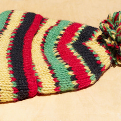 熱帯ジャングルの国 - 手作り限定版の純粋なウールの帽子/ニットキャップ/手織りキャップ/（ネパール製）ウールキャップ毛手織り 5枚目の画像