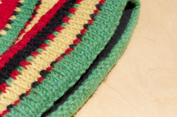 熱帯ジャングルの国 - 手作り限定版の純粋なウールの帽子/ニットキャップ/手織りキャップ/（ネパール製）ウールキャップ毛手織り 8枚目の画像